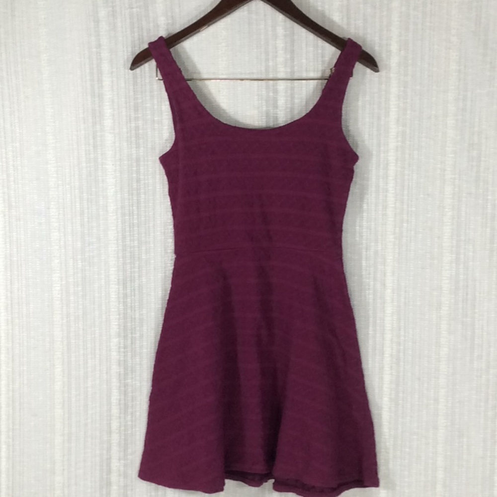 Vintage Plum Textured Knit Fit & Flare Skater Mini Dress, XS